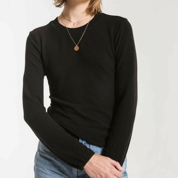 Z SUPPLY SOFT SPUN ROUCHED TOP BLACK SIZE S NWT - Picture 1 of 4